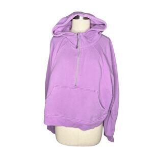 LULULEMON Lilac Purple Scuba Hooded Sweatshirt Half Zip Women's Size XL/XXL FLAW